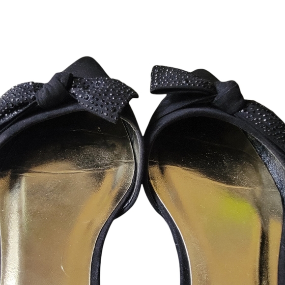 Women's Guess Black Rhinestone Bow Pointed Toe Flats Size 9 - Picture 5 of 9